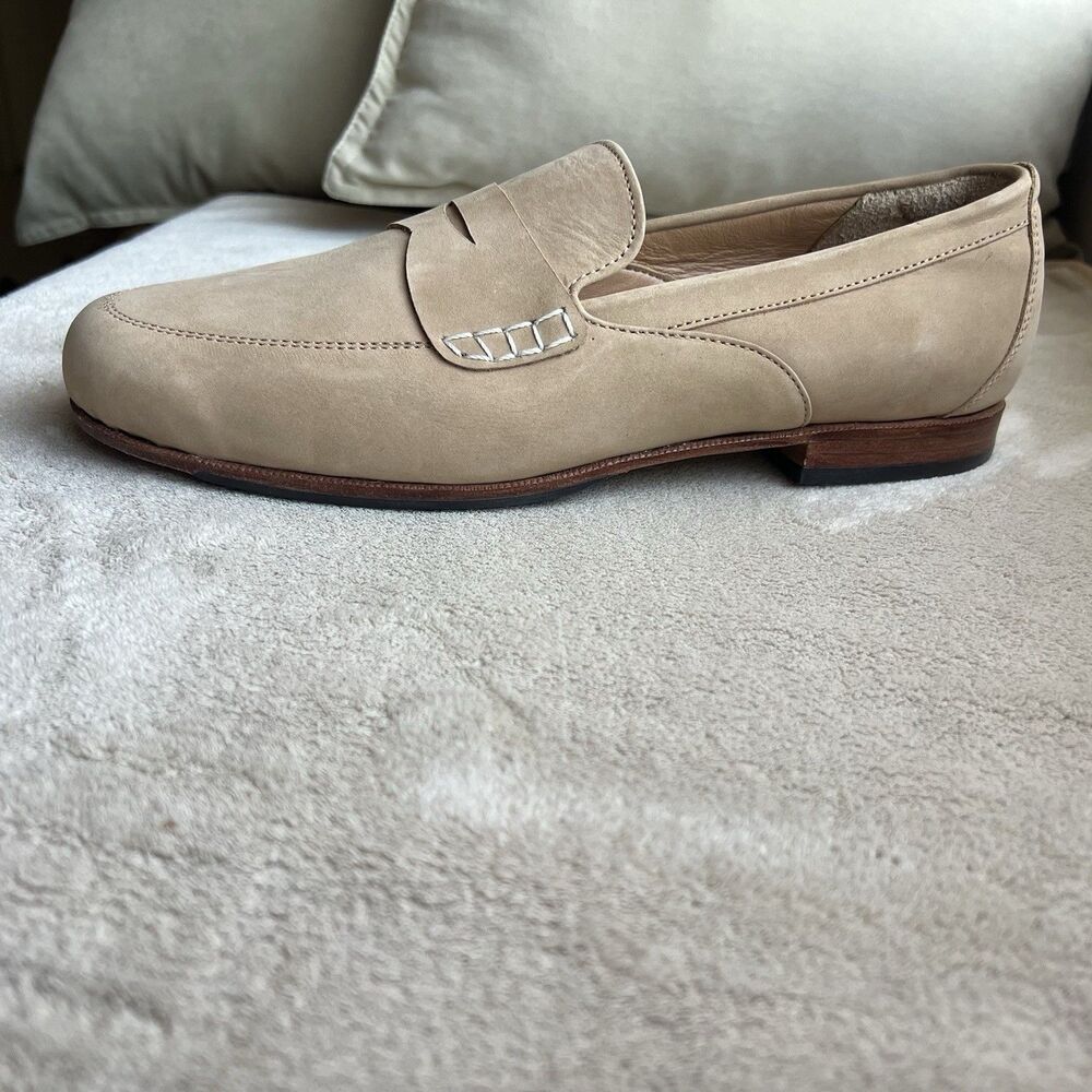 NEW Adelante Made To Order Tan Nubuck Penny‎ Loafer Women 10.5 Preppy Academia